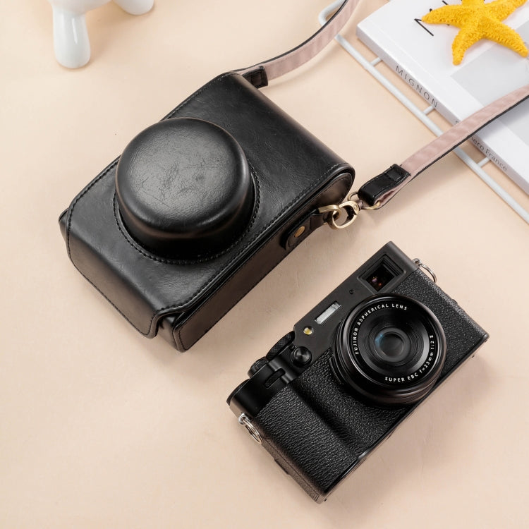 For FUJIFILM X100VI Full Body Leather Camera Case Bag with Strap(Black) by bashfashion