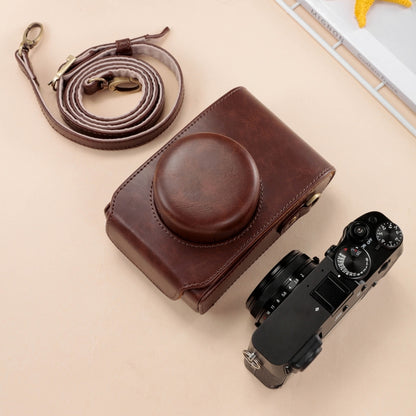 For FUJIFILM X100VI Full Body Leather Camera Case Bag with Strap(Coffee) by bashfashion