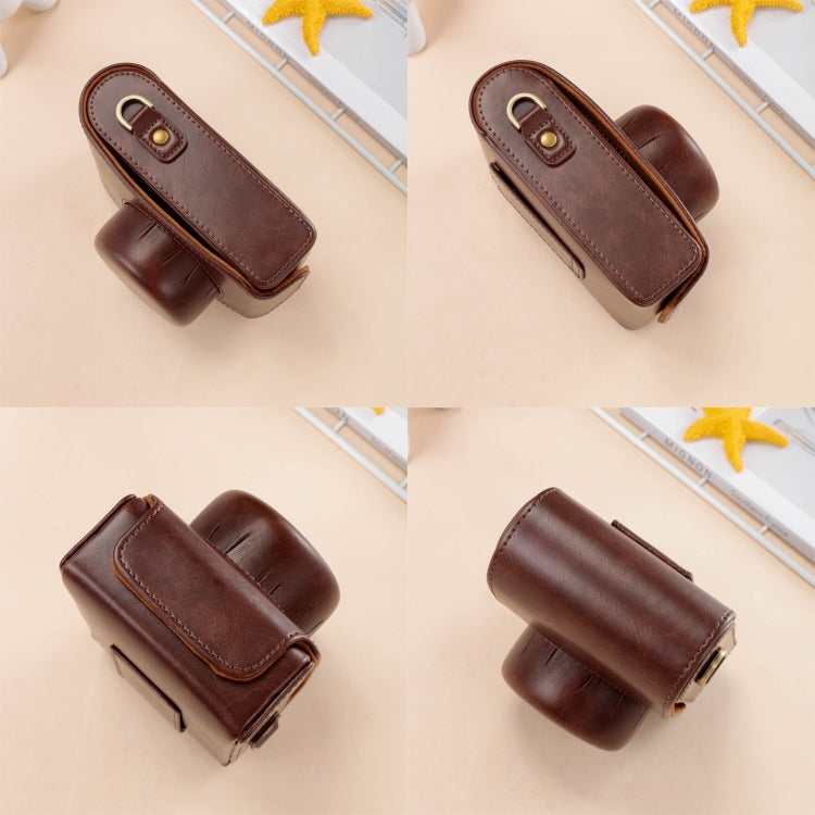 For FUJIFILM X100VI Full Body Leather Camera Case Bag with Strap(Brown) by bashfashion
