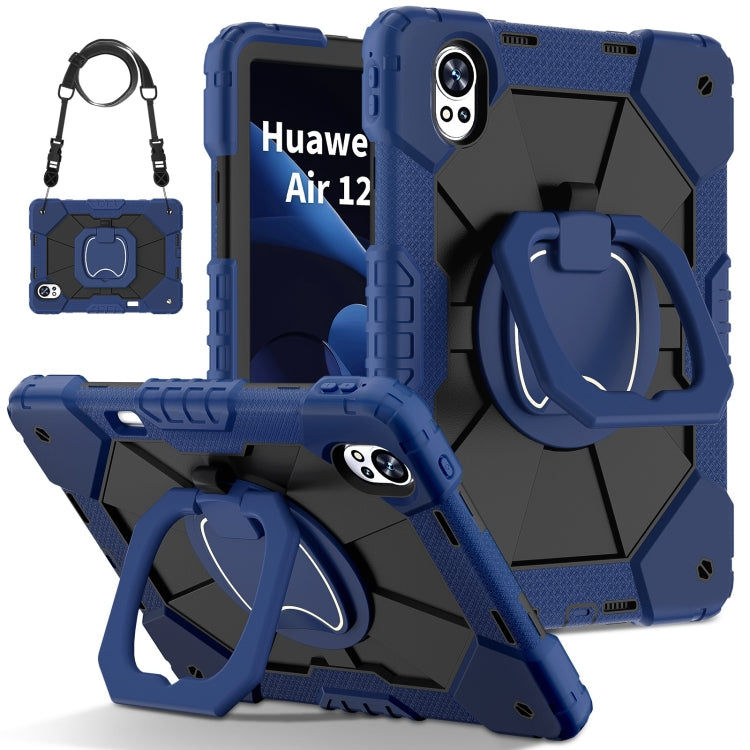 For Huawei MatePad Air 12 2024 Contrast Color Robot Silicone Hybrid PC Tablet Case(Navy Black) by bashfashion