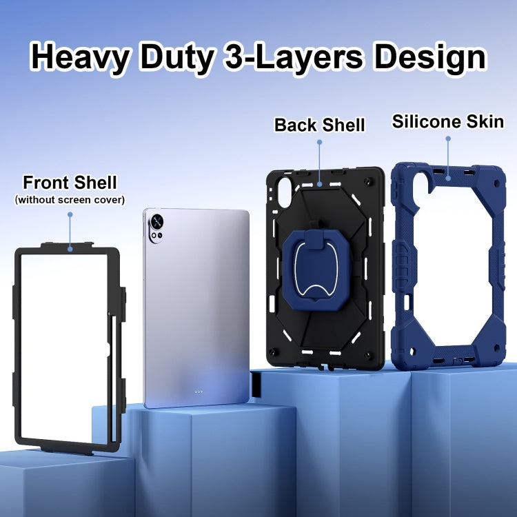 For Huawei MatePad Air 12 2024 Contrast Color Robot Silicone Hybrid PC Tablet Case(Navy Black) by bashfashion