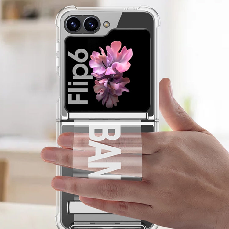 For Samsung Galaxy Z Flip6 GKK Clear Airbag Wristband Holder Phone Case(Transparent Green) by GKK