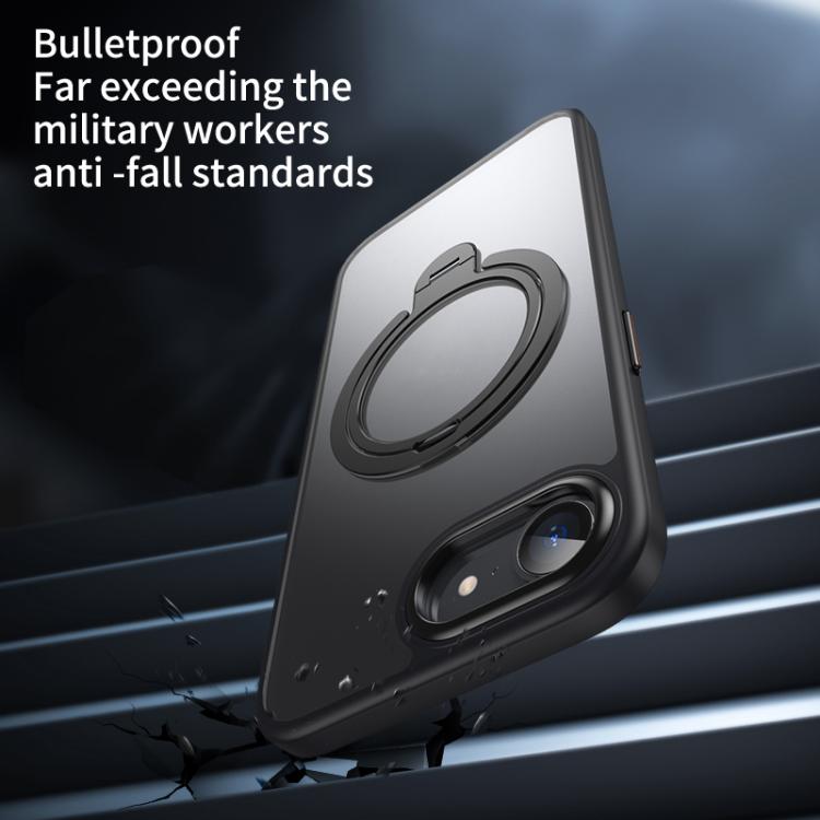 For iPhone 16e Double Ring MagSafe Magnetic Holder Phone Case(Transparent) by bashfashion