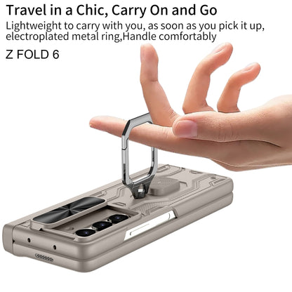 For Samsung Galaxy Z Fold6 GKK Integrated Folding Alloy Shell PC Phone Case with Pen Box, Not Included Pen(Green) by GKK