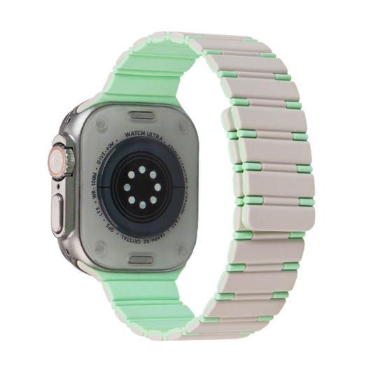 For Apple Watch Ultra 2 49mm Two-color Magnetic Silicone Watch Band(Starlight Mint) by bashfashion