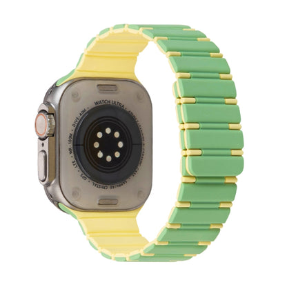 For Apple Watch Ultra 2 49mm Two-color Magnetic Silicone Watch Band(Mint Light Yellow) by bashfashion