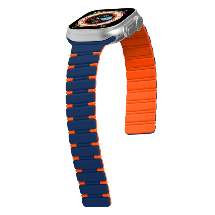 For Apple Watch Series 9 45mm Two-color Magnetic Silicone Watch Band(Midnight Blue Orange) by bashfashion
