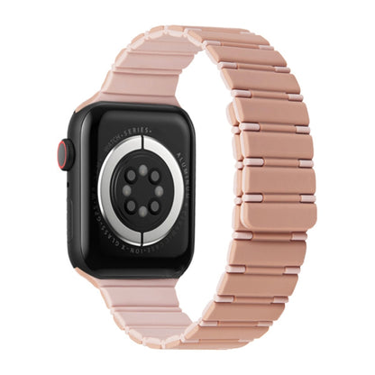 For Apple Watch Series 9 41mm Two-color Magnetic Silicone Watch Band(Pink Rose Grey) by bashfashion