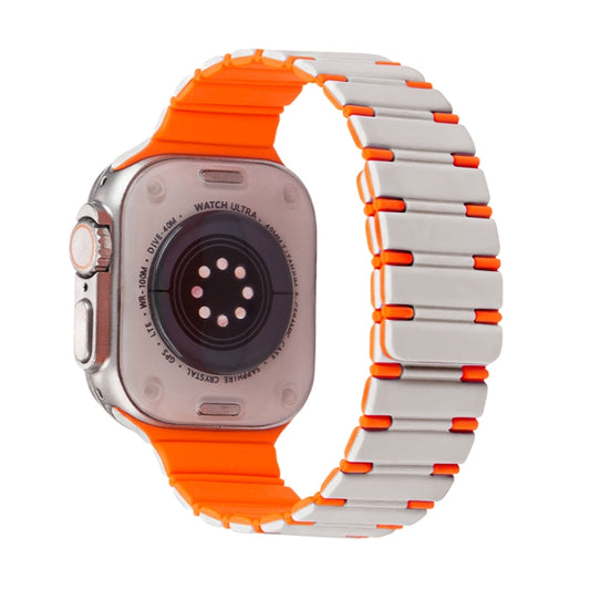 For Apple Watch Ultra 49mm Two-color Magnetic Silicone Watch Band(Starlight Orange) by bashfashion