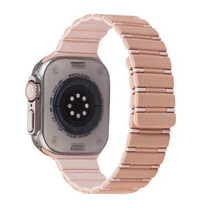 For Apple Watch Ultra 49mm Two-color Magnetic Silicone Watch Band(Pink Rose Grey) by bashfashion