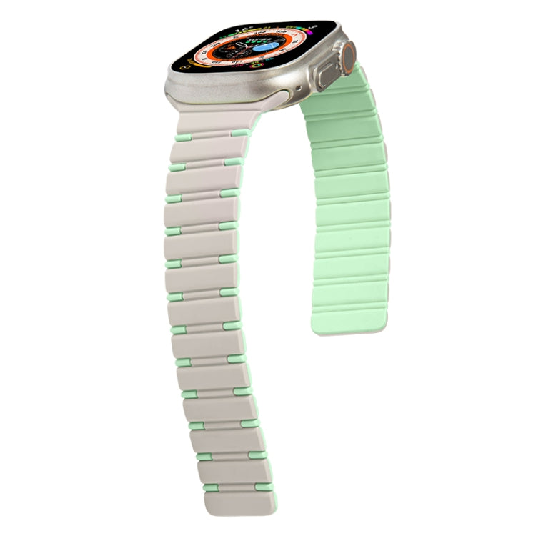 For Apple Watch Ultra 49mm Two-color Magnetic Silicone Watch Band(Starlight Mint) by bashfashion