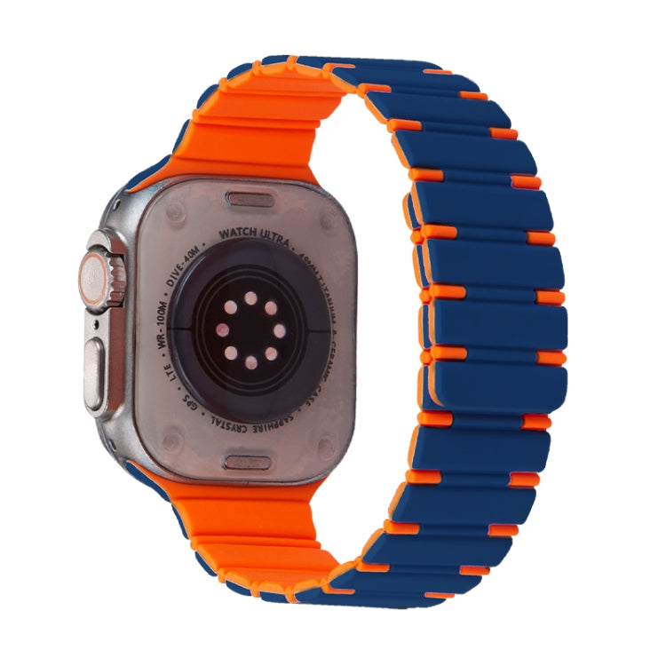 For Apple Watch Ultra 49mm Two-color Magnetic Silicone Watch Band(Midnight Blue Orange) by bashfashion