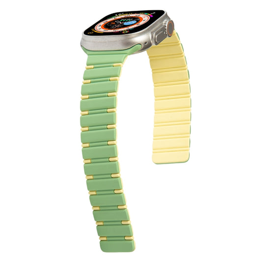For Apple Watch SE 40mm Two-color Magnetic Silicone Watch Band(Mint Light Yellow) by bashfashion