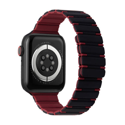 For Apple Watch SE 40mm Two-color Magnetic Silicone Watch Band(Black Wine Red) by bashfashion