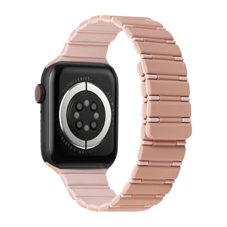 For Apple Watch Series 6 44mm Two-color Magnetic Silicone Watch Band(Pink Rose Grey) by bashfashion