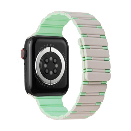 For Apple Watch Series 4 40mm Two-color Magnetic Silicone Watch Band(Starlight Mint) by bashfashion