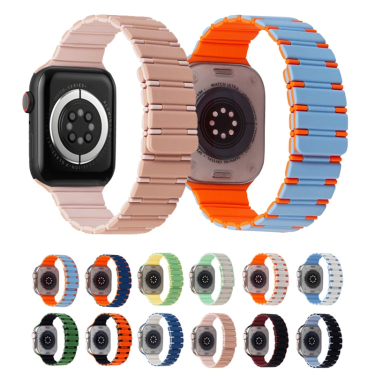 For Apple Watch Series 6 40mm Two-color Magnetic Silicone Watch Band(Mint Light Yellow) by bashfashion