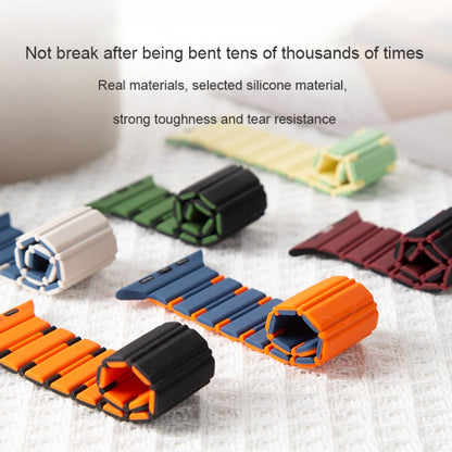 For Apple Watch Series 8 45mm Two-color Magnetic Silicone Watch Band(Starlight Orange) by bashfashion