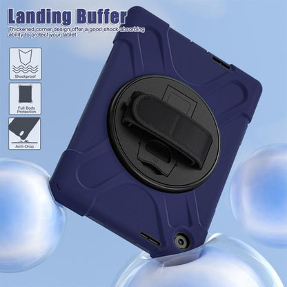 For Lenovo Tab 10.1 2025 / ZhaoYang K10c Rotatable Holder Silicone Hybrid PC Tablet Case with Shoulder Strap(Navy Blue) by bashfashion