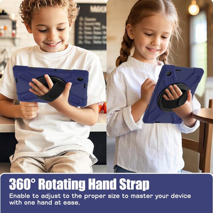 For Lenovo Tab 10.1 2025 / ZhaoYang K10c Rotatable Holder Silicone Hybrid PC Tablet Case with Shoulder Strap(Navy Blue) by bashfashion