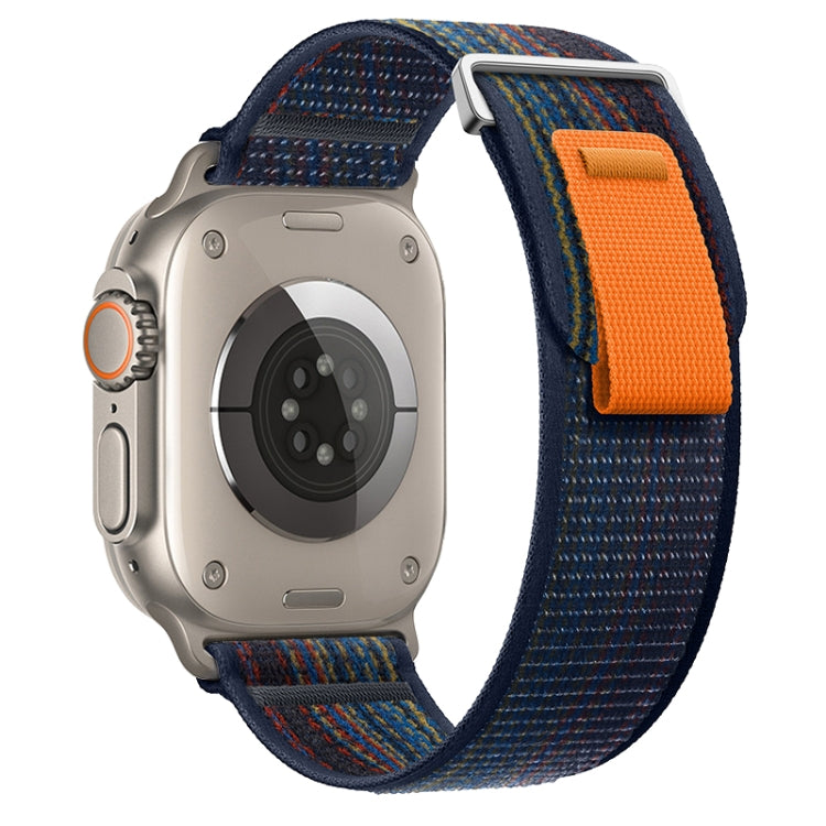 For Apple Watch Ultra 2 49mm Dual-Section Loop Nylon Watch Band(Royal Blue Orange) by bashfashion