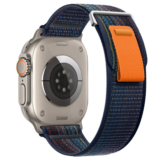 For Apple Watch Ultra 49mm Dual-Section Loop Nylon Watch Band(Royal Blue Orange) by bashfashion