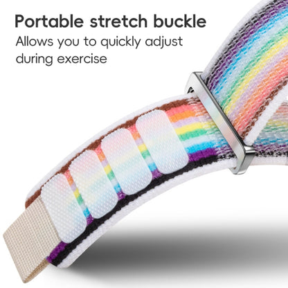 For Apple Watch Ultra 49mm Dual-Section Loop Nylon Watch Band(White Rainbow) by bashfashion