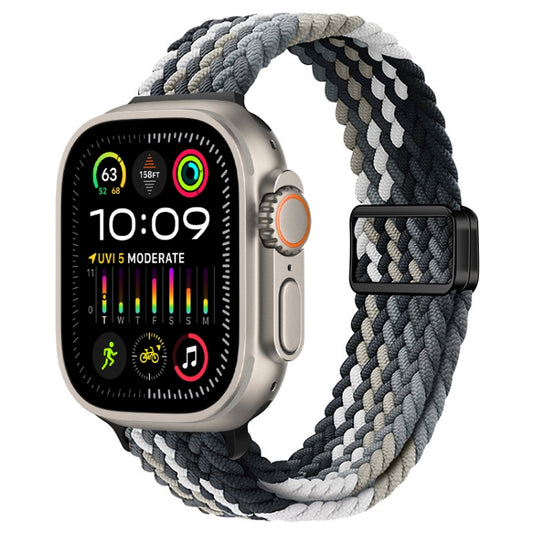 For Apple Watch Ultra 2 49mm Slim Magnetic Buckle Nylon Braided Watch Band(Dark Chocolate) by bashfashion