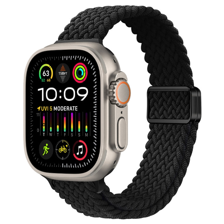 For Apple Watch Ultra 2 49mm Slim Magnetic Buckle Nylon Braided Watch Band(Black) by bashfashion
