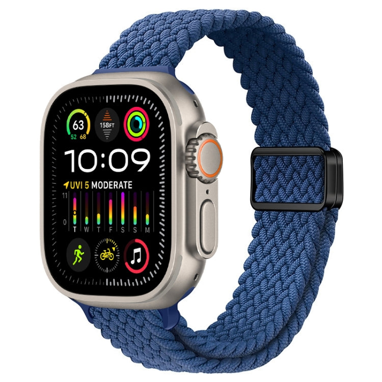 For Apple Watch Ultra 2 49mm Slim Magnetic Buckle Nylon Braided Watch Band(Atlantic Blue) by bashfashion