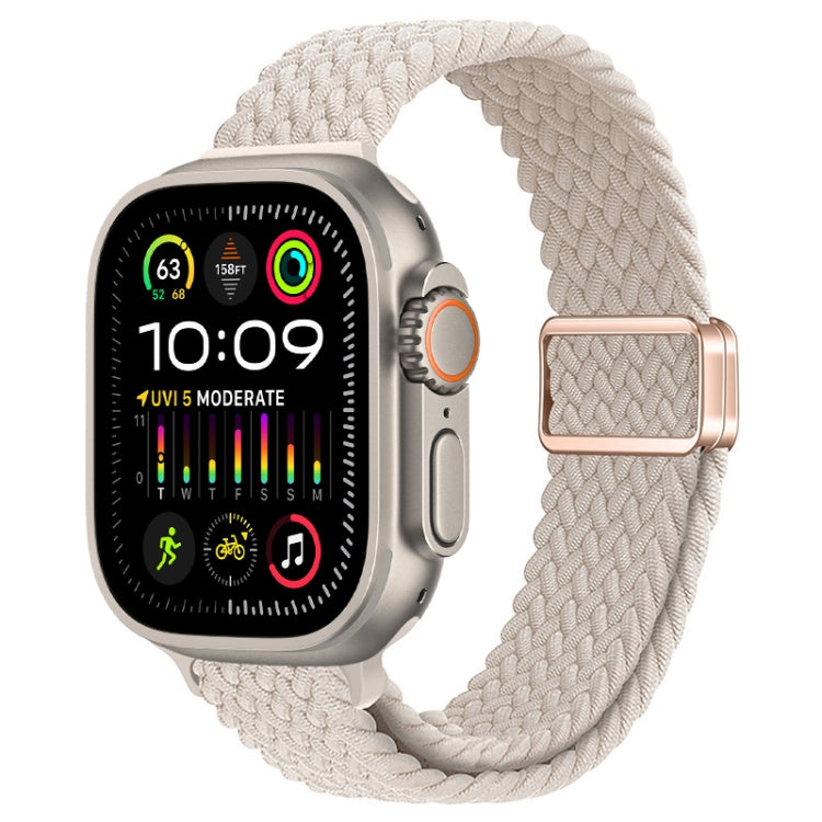 For Apple Watch Ultra 2 49mm Slim Magnetic Buckle Nylon Braided Watch Band(Starlight) by bashfashion
