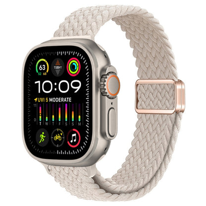 For Apple Watch Ultra 2 49mm Slim Magnetic Buckle Nylon Braided Watch Band(Starlight) by bashfashion