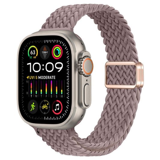 For Apple Watch Ultra 2 49mm Slim Magnetic Buckle Nylon Braided Watch Band(Smoke Purple) by bashfashion