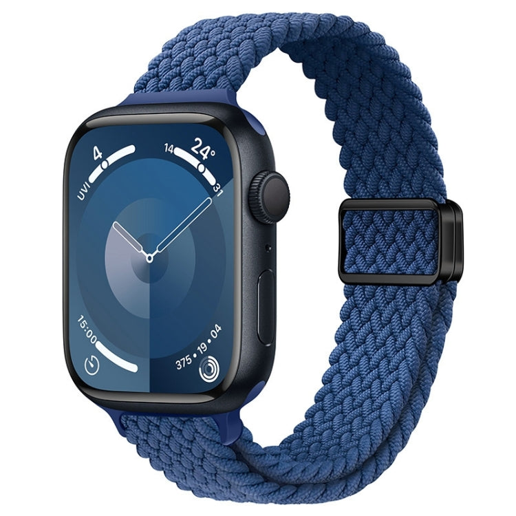 For Apple Watch Series 9 41mm Slim Magnetic Buckle Nylon Braided Watch Band(Atlantic Blue) by bashfashion