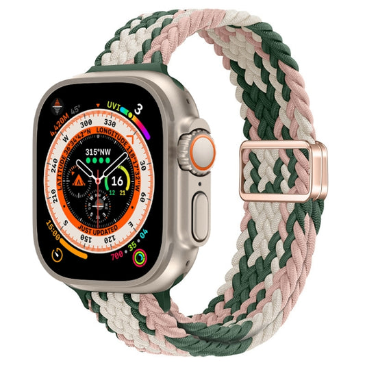 For Apple Watch Ultra 49mm Slim Magnetic Buckle Nylon Braided Watch Band(Pink Star Cactus) by bashfashion