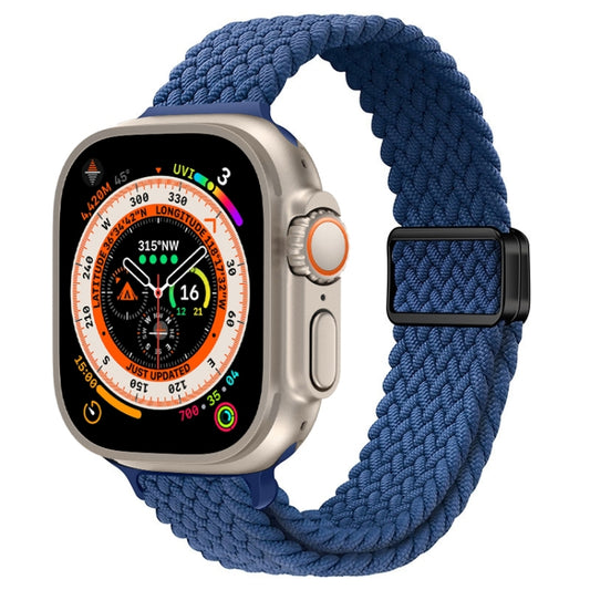 For Apple Watch Ultra 49mm Slim Magnetic Buckle Nylon Braided Watch Band(Atlantic Blue) by bashfashion