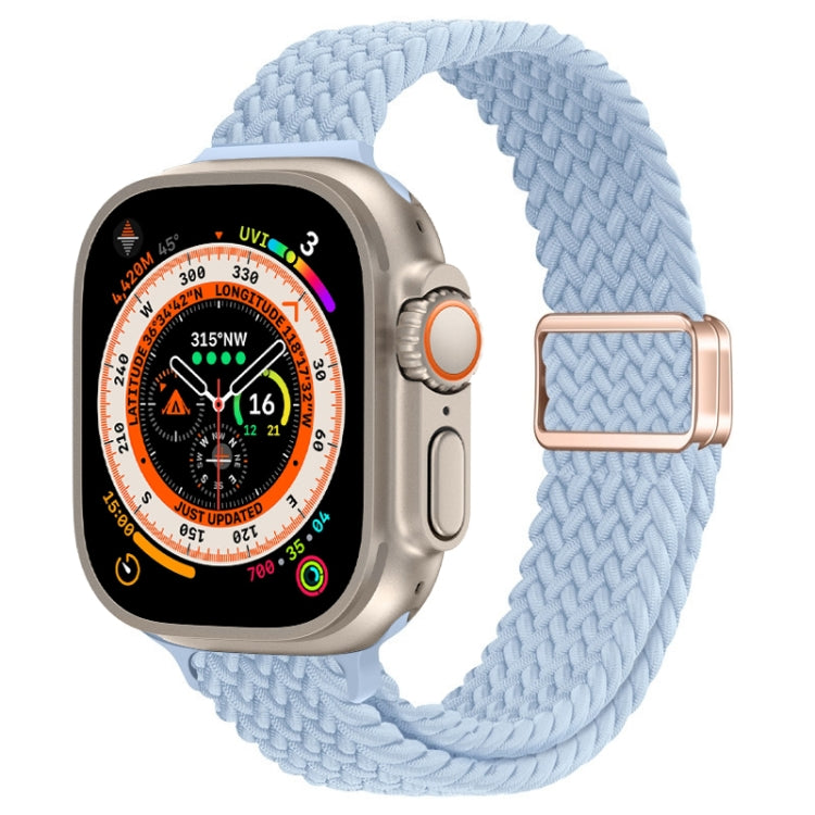 For Apple Watch Ultra 49mm Slim Magnetic Buckle Nylon Braided Watch Band(Light Blue) by bashfashion