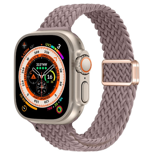 For Apple Watch Ultra 49mm Slim Magnetic Buckle Nylon Braided Watch Band(Smoke Purple) by bashfashion