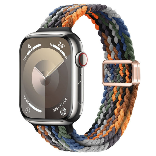 For Apple Watch SE 2022 40mm Slim Magnetic Buckle Nylon Braided Watch Band(Camouflage Colorful) by bashfashion