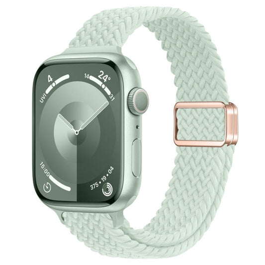 For Apple Watch Series 7 41mm Slim Magnetic Buckle Nylon Braided Watch Band(Light Mint) by bashfashion