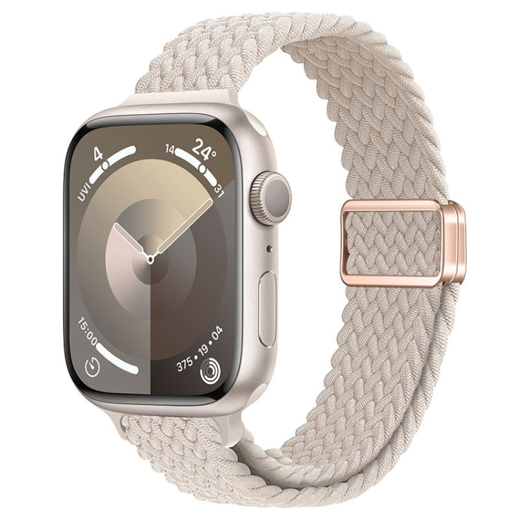 For Apple Watch Series 7 41mm Slim Magnetic Buckle Nylon Braided Watch Band(Starlight) by bashfashion