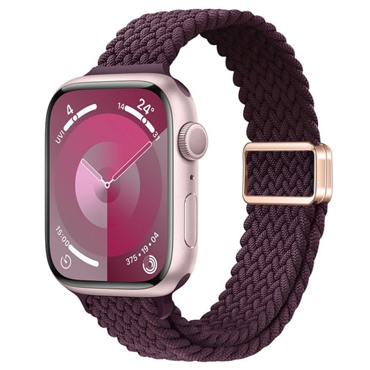 For Apple Watch Series 7 45mm Slim Magnetic Buckle Nylon Braided Watch Band(Crimson Cherry) by bashfashion