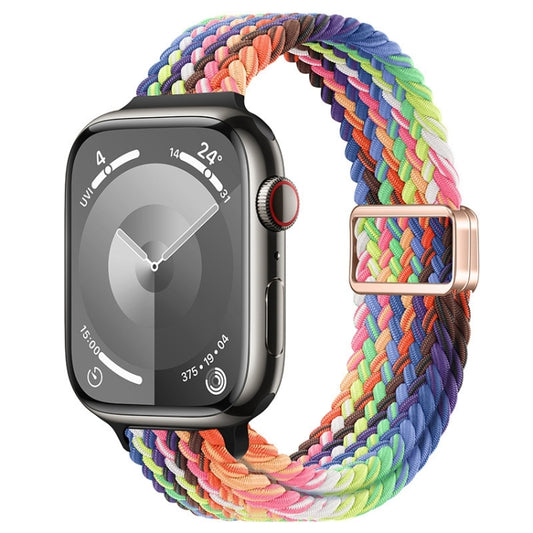 For Apple Watch SE 40mm Slim Magnetic Buckle Nylon Braided Watch Band(Radiant New Rainbow) by bashfashion