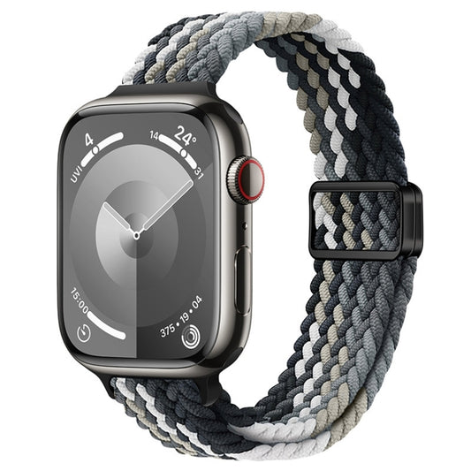 For Apple Watch SE 40mm Slim Magnetic Buckle Nylon Braided Watch Band(Dark Chocolate) by bashfashion