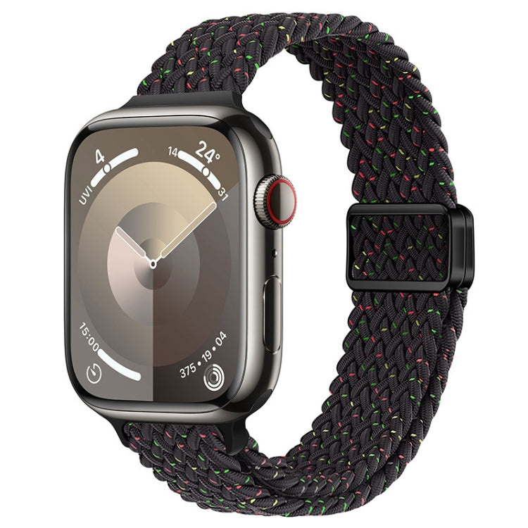 For Apple Watch SE 40mm Slim Magnetic Buckle Nylon Braided Watch Band(Starlight Black) by bashfashion