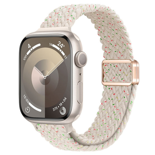 For Apple Watch SE 44mm Slim Magnetic Buckle Nylon Braided Watch Band(Spring Sakura) by bashfashion