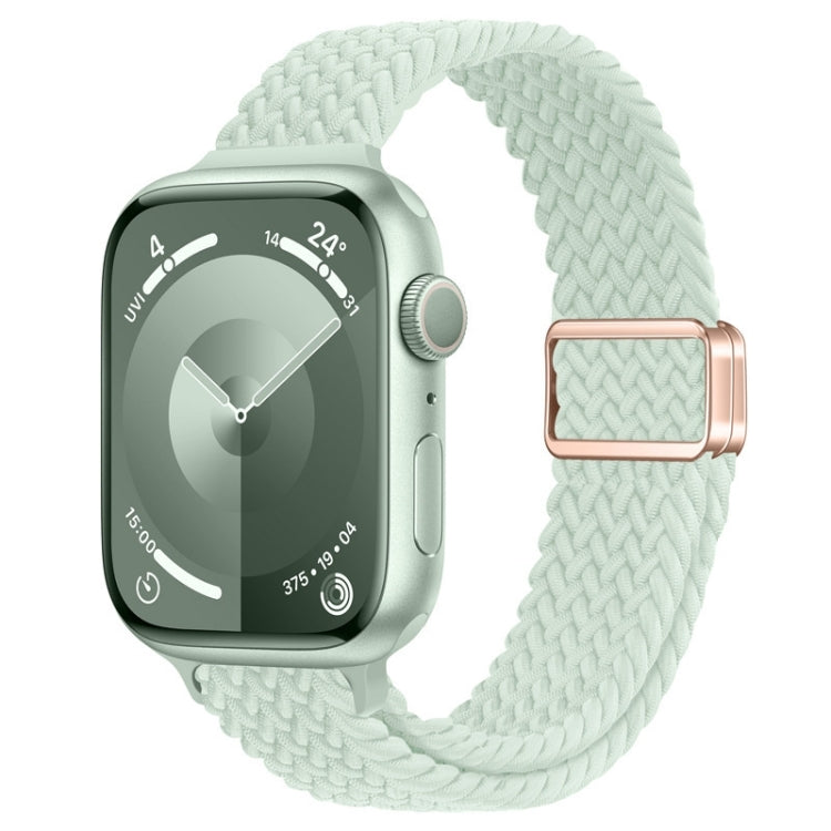 For Apple Watch SE 44mm Slim Magnetic Buckle Nylon Braided Watch Band(Light Mint) by bashfashion