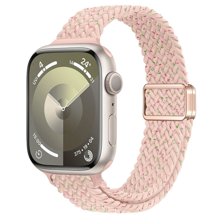 For Apple Watch SE 44mm Slim Magnetic Buckle Nylon Braided Watch Band(Starlight Pink) by bashfashion