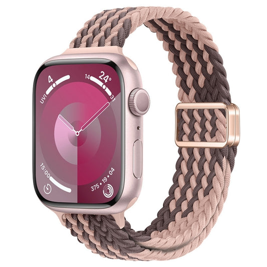 For Apple Watch SE 44mm Slim Magnetic Buckle Nylon Braided Watch Band(Smoky Violet) by bashfashion