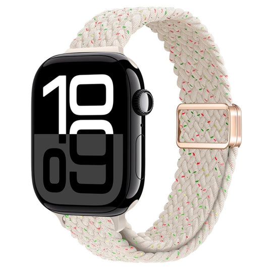 For Apple Watch Series 10 42mm Slim Magnetic Buckle Nylon Braided Watch Band(Spring Sakura) by bashfashion